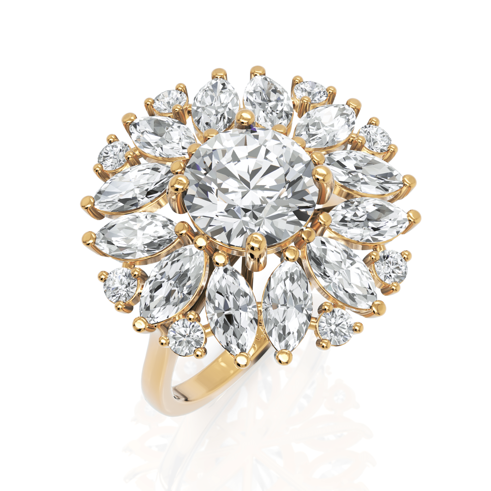 3.86CT Round Lab Diamond Premium Floral Cluster Engagement Ring - Buvea Jewels