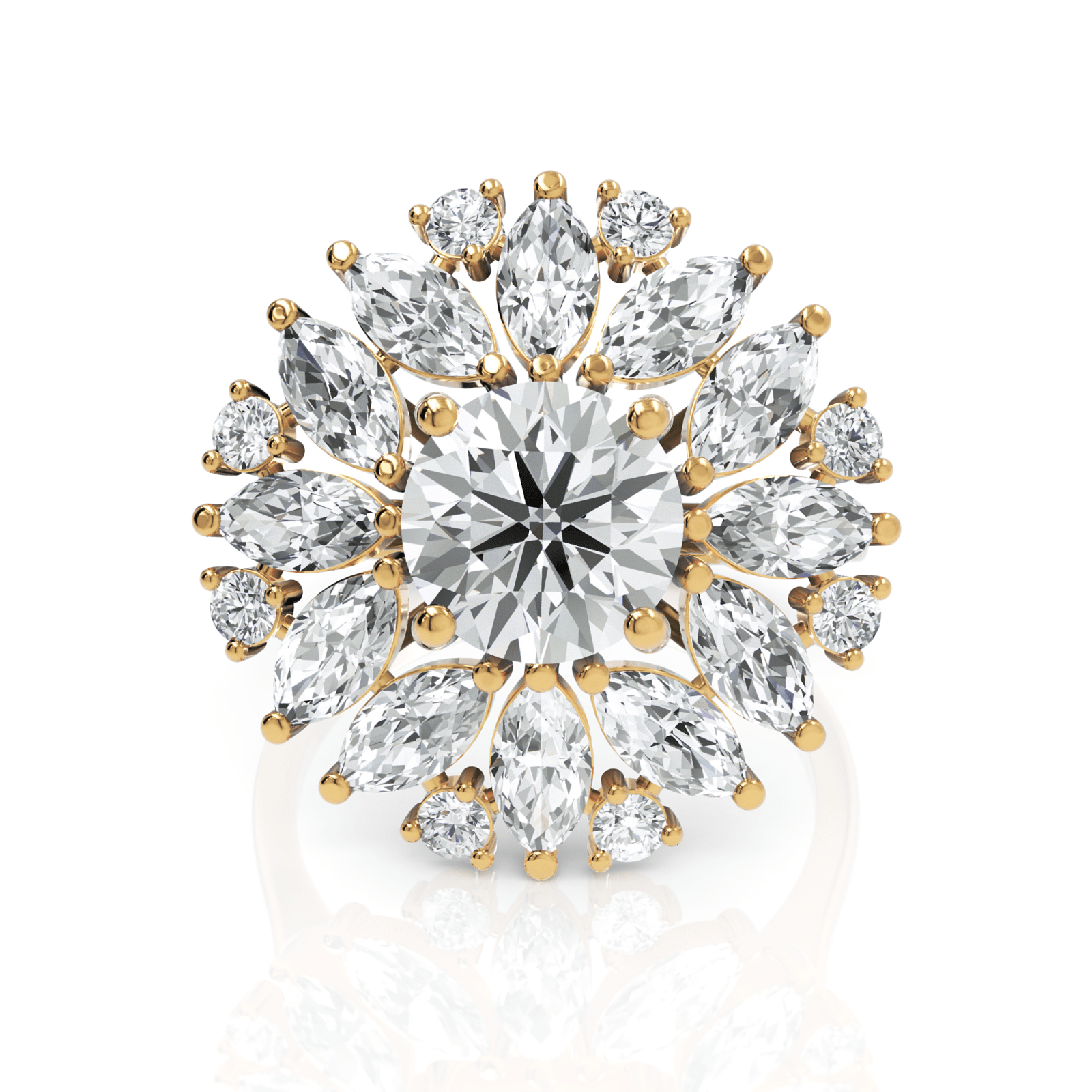 3.86CT Round Lab Diamond Premium Floral Cluster Engagement Ring - Buvea Jewels