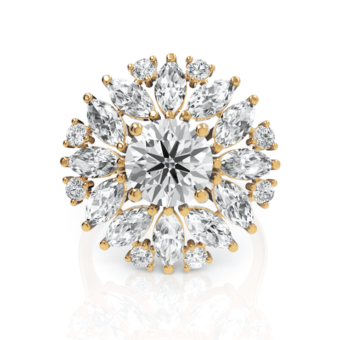 3.86CT Round Lab Diamond Premium Floral Cluster Engagement Ring - Buvea Jewels