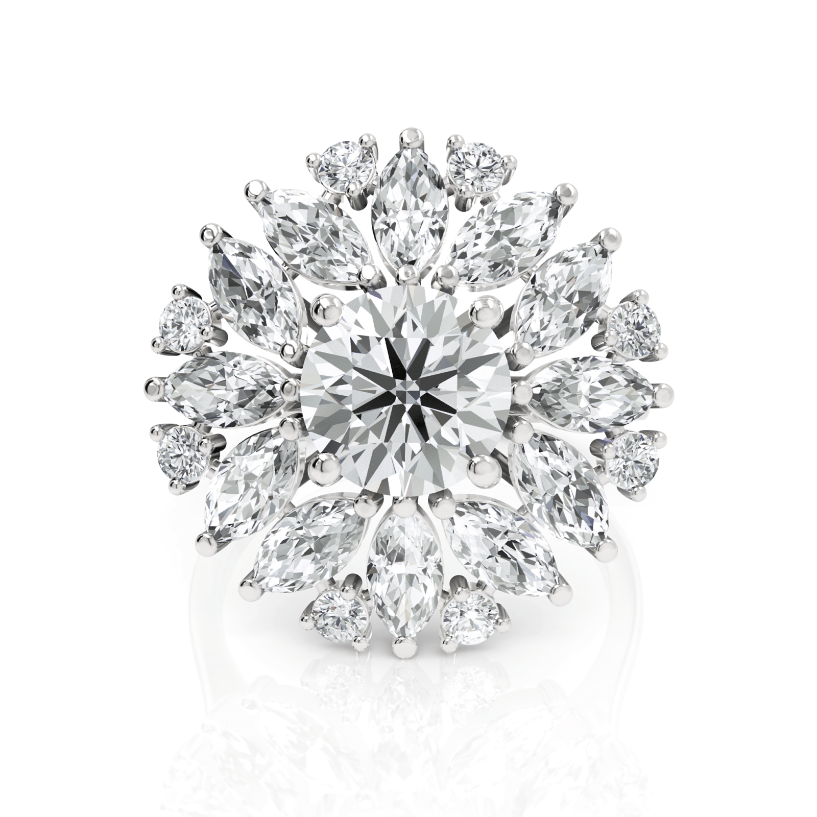 3.86CT Round Lab Diamond Premium Floral Cluster Engagement Ring - Buvea Jewels