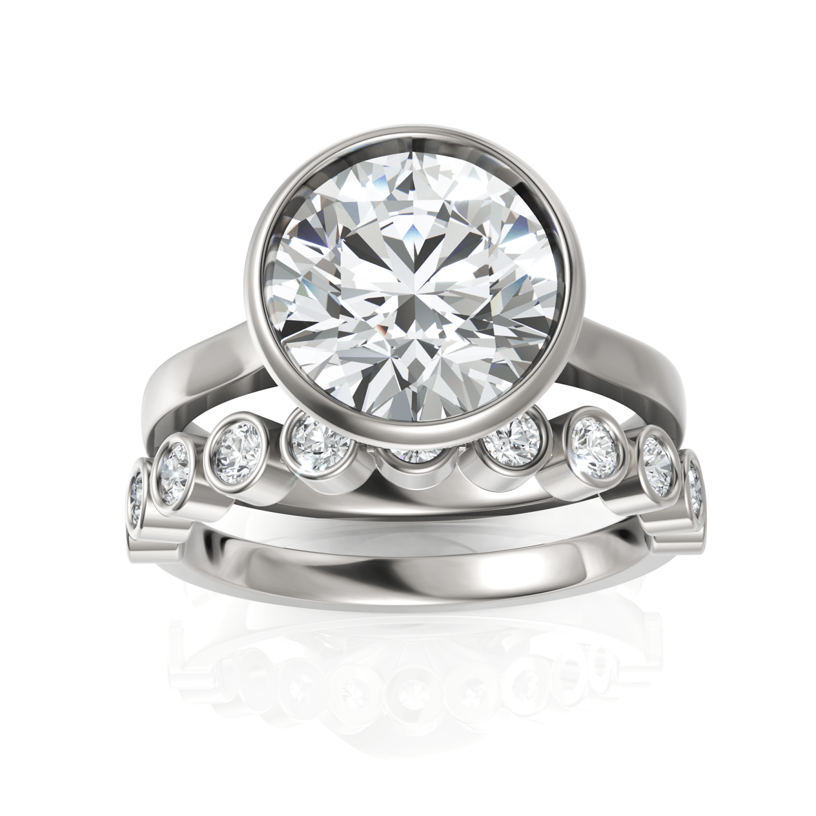 3.94CT Round Lab Diamond Bridal Set Ring - Buvea Jewels