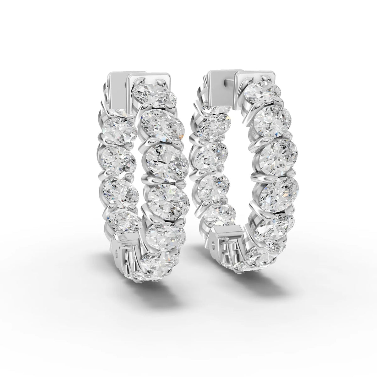 3.9CT Oval Lab Diamond Premium Hoops - Buvea Jewels