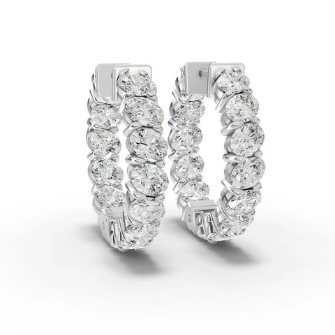 3.9CT Oval Lab Diamond Premium Hoops - Buvea Jewels