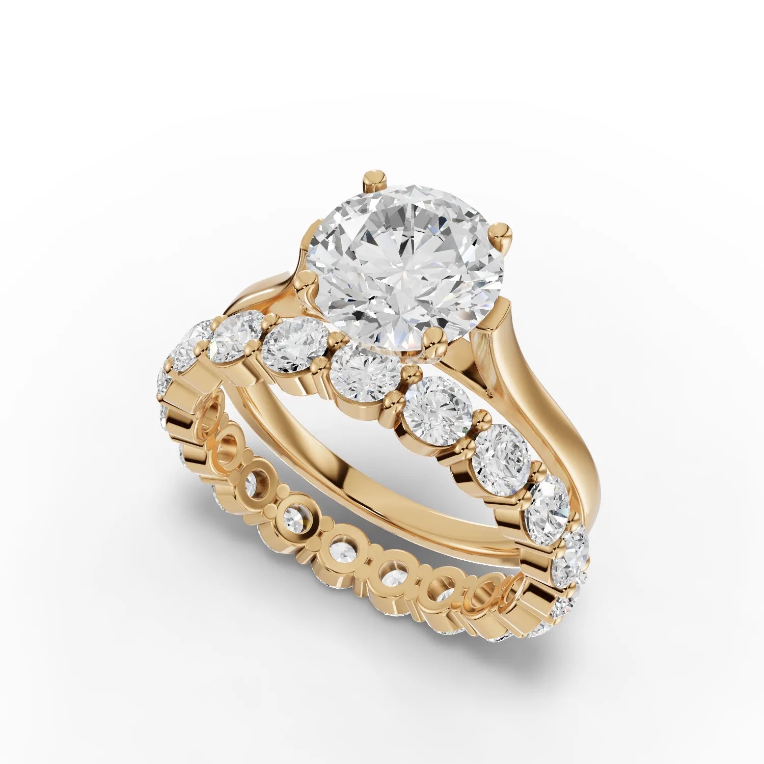 3.9CT Round Lab Diamond Bridal Set Ring - Buvea Jewels