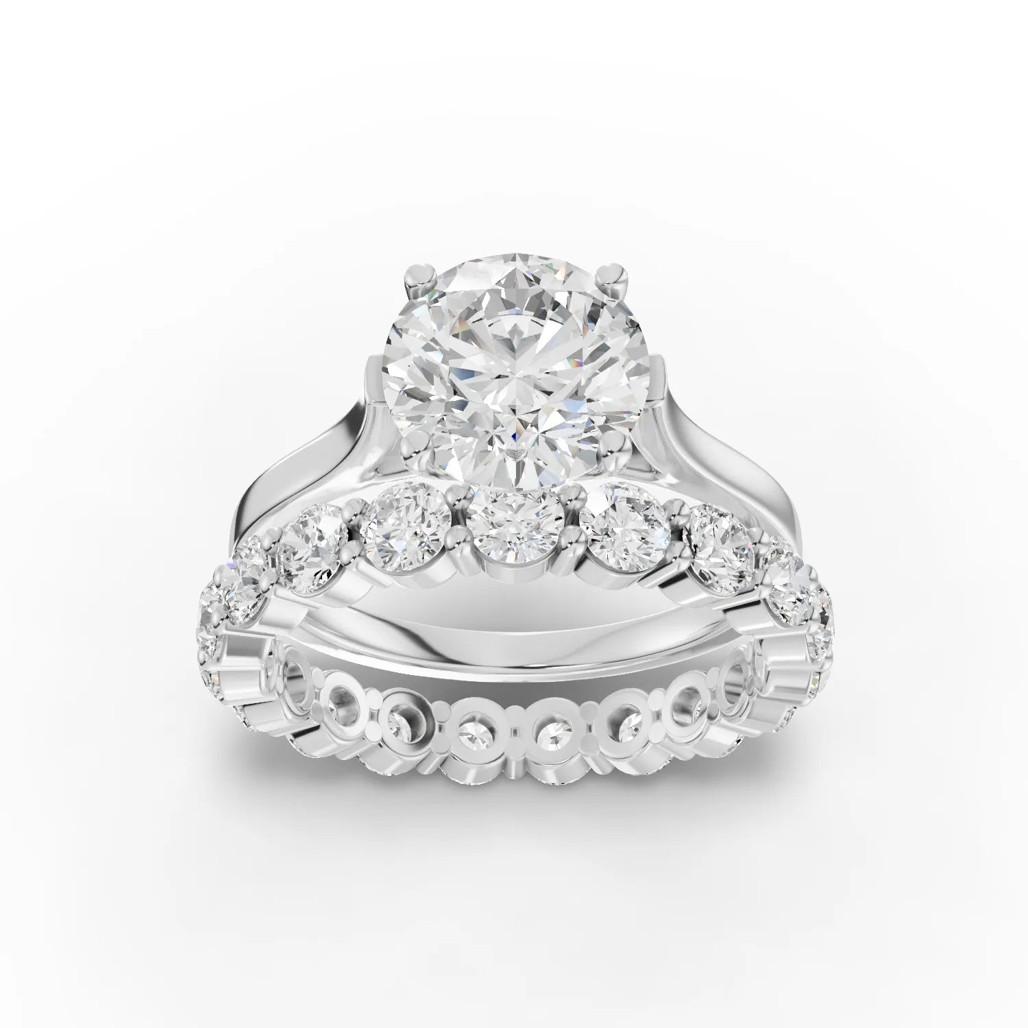 3.9CT Round Lab Diamond Bridal Set Ring - Buvea Jewels