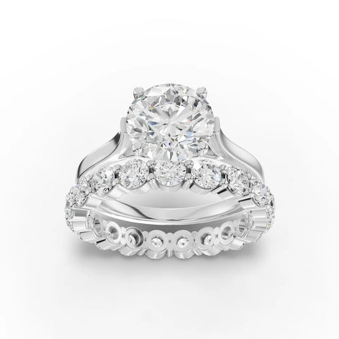 3.9CT Round Lab Diamond Bridal Set Ring - Buvea Jewels