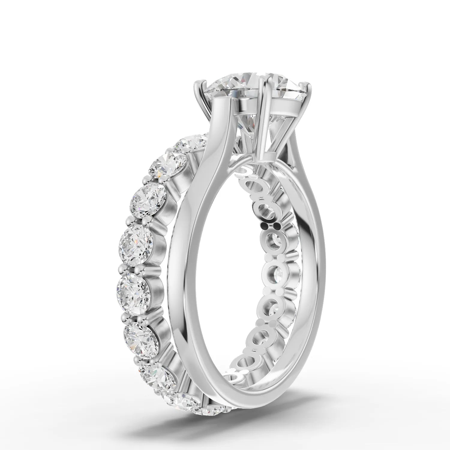 3.9CT Round Lab Diamond Bridal Set Ring - Buvea Jewels