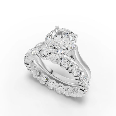 3.9CT Round Lab Diamond Bridal Set Ring - Buvea Jewels
