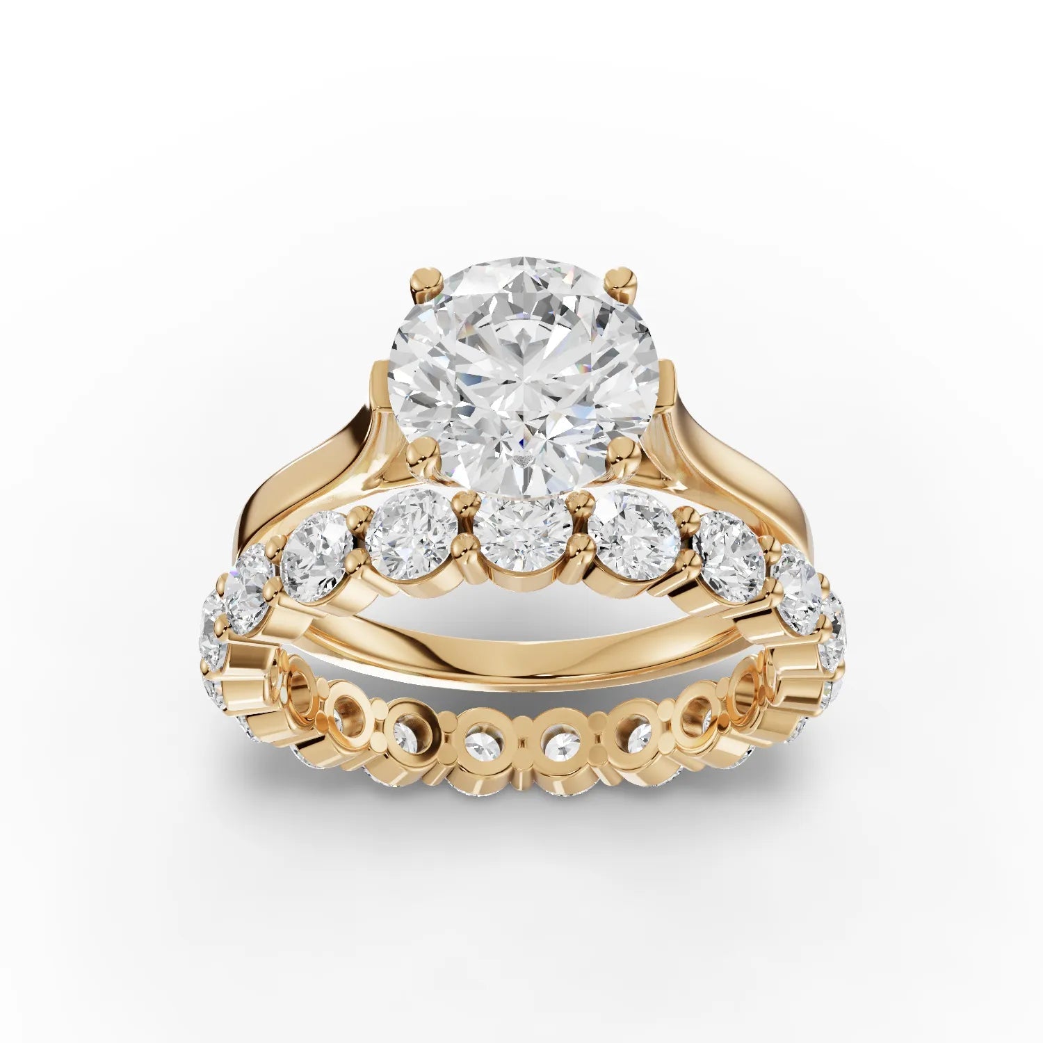 3.9CT Round Lab Diamond Bridal Set Ring - Buvea Jewels