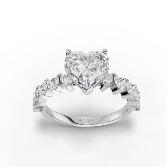 3CT Heart Lab Diamond Premium Accent Engagement Ring - Buvea Jewels
