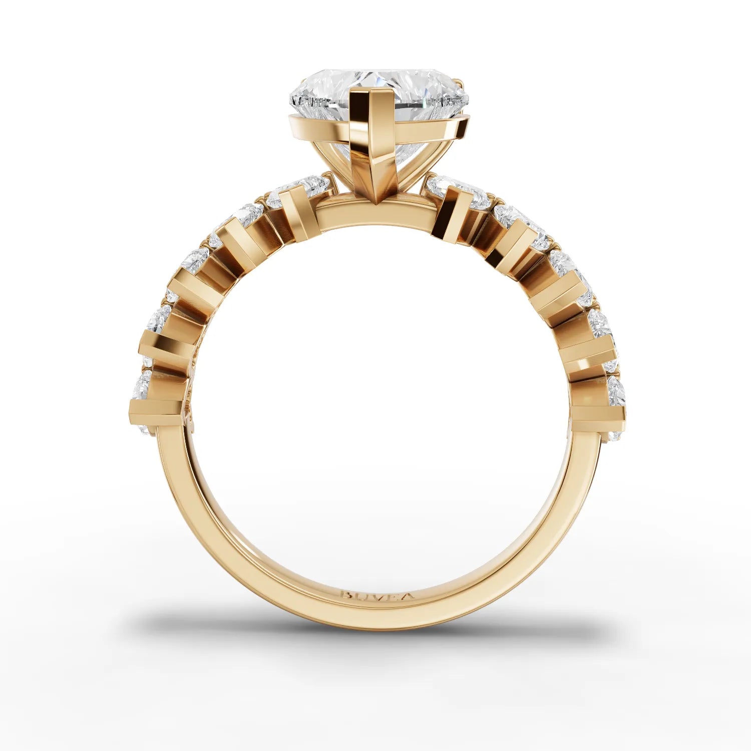 3CT Heart Lab Diamond Premium Accent Engagement Ring - Buvea Jewels