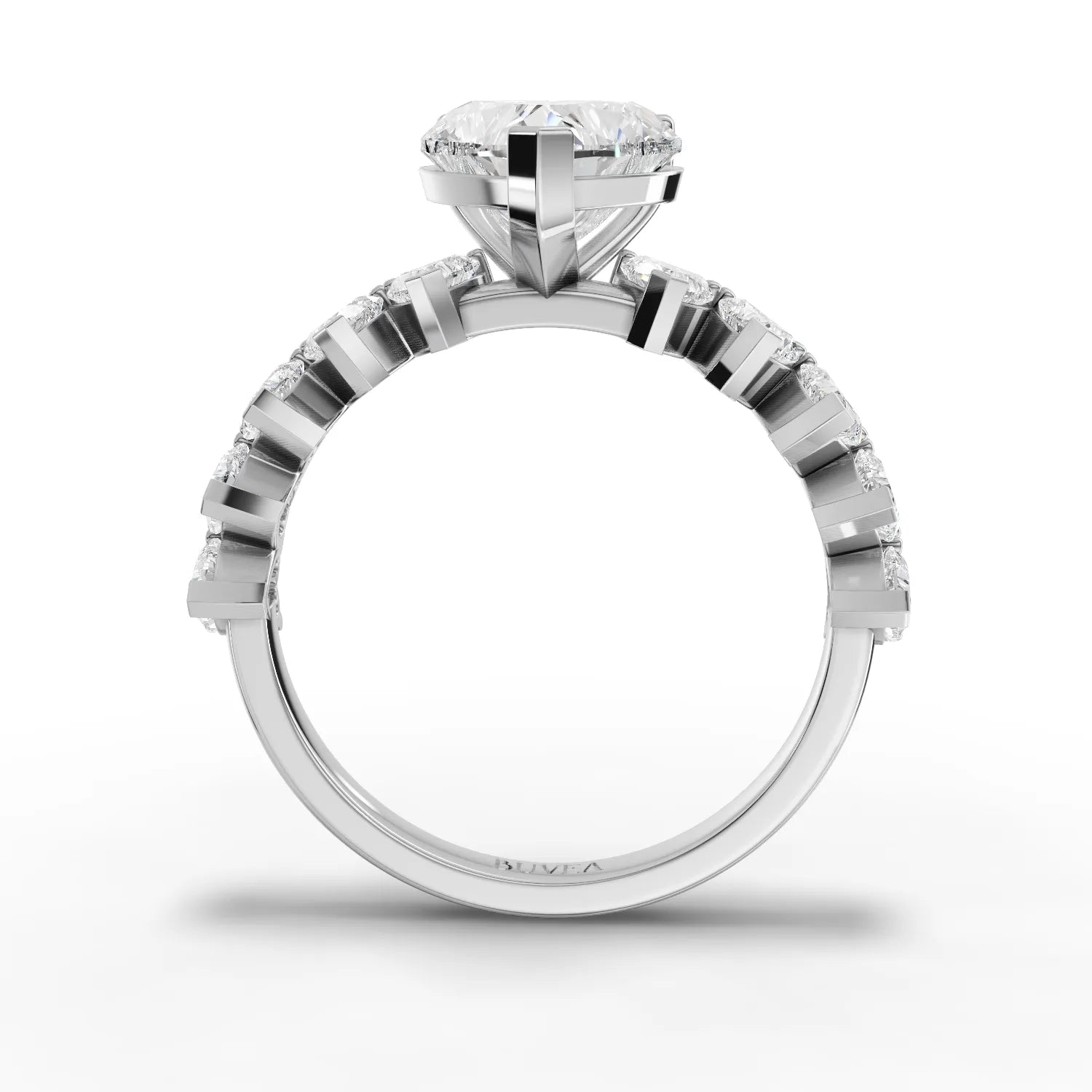 3CT Heart Lab Diamond Premium Accent Engagement Ring - Buvea Jewels