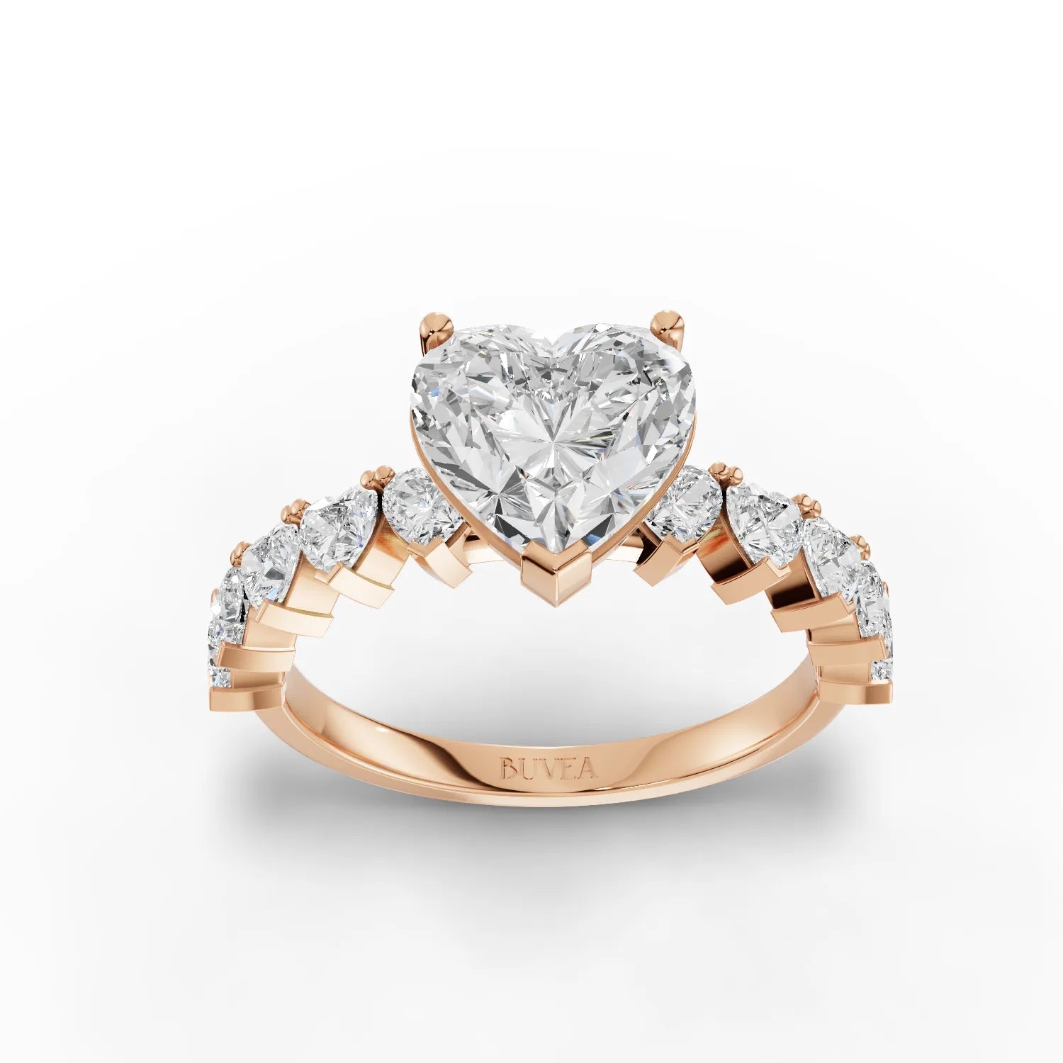 3CT Heart Lab Diamond Premium Accent Engagement Ring - Buvea Jewels