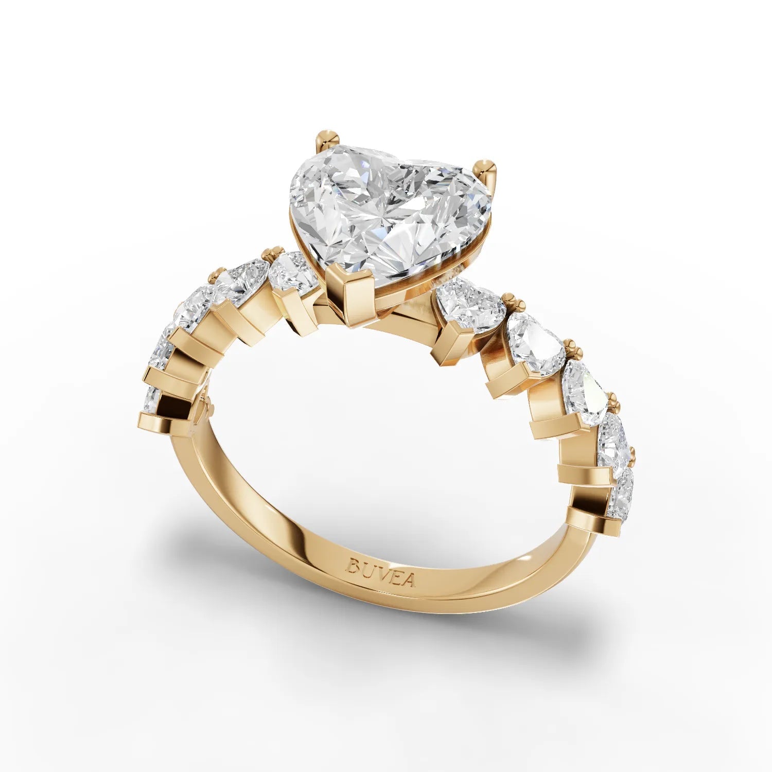 3CT Heart Lab Diamond Premium Accent Engagement Ring - Buvea Jewels