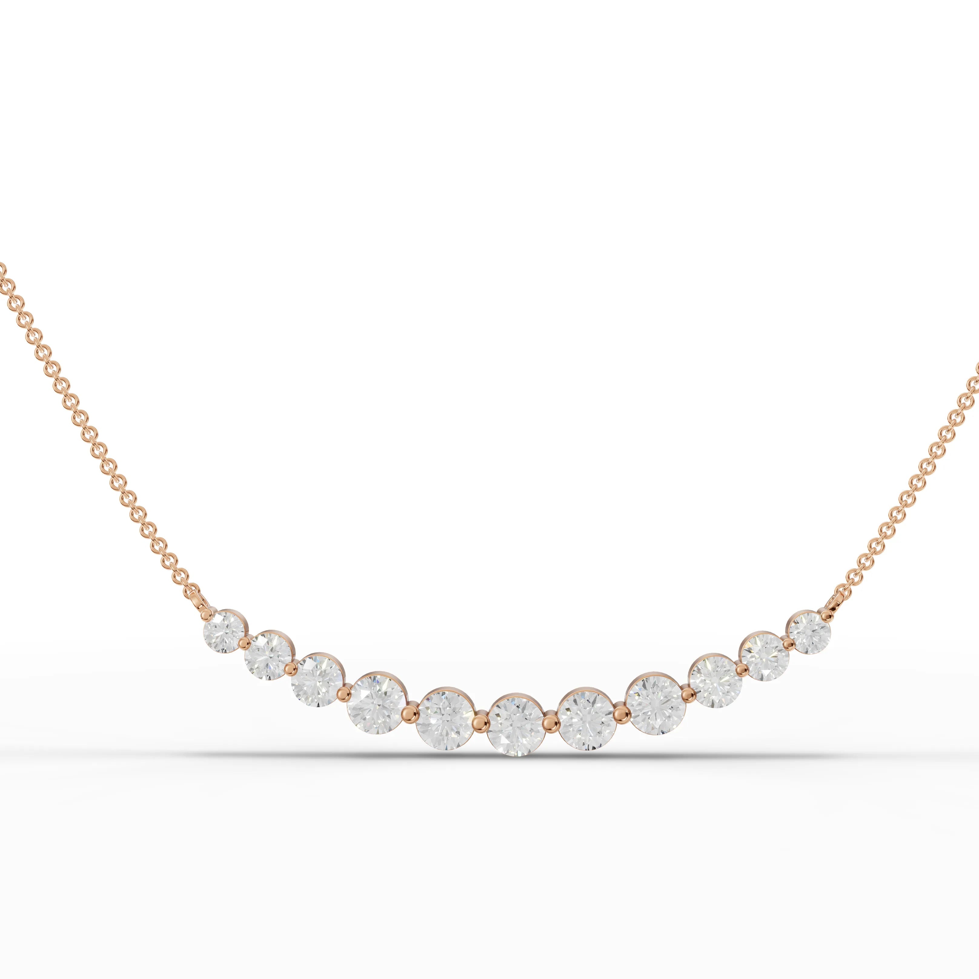 4.06CT Round Lab Diamond Circular Wave Chain Pendant - Buvea Jewels