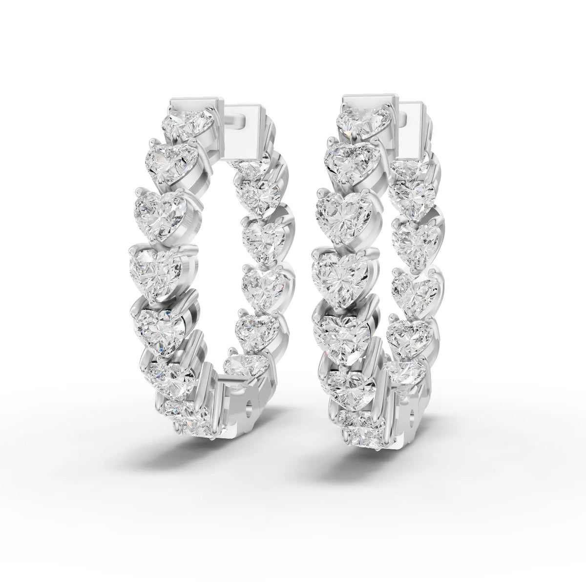 4.2CT Heart Lab Diamond Premium Hoops - Buvea Jewels