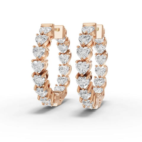 4.2CT Heart Lab Diamond Premium Hoops - Buvea Jewels