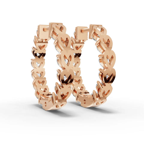 4.2CT Heart Lab Diamond Premium Hoops - Buvea Jewels