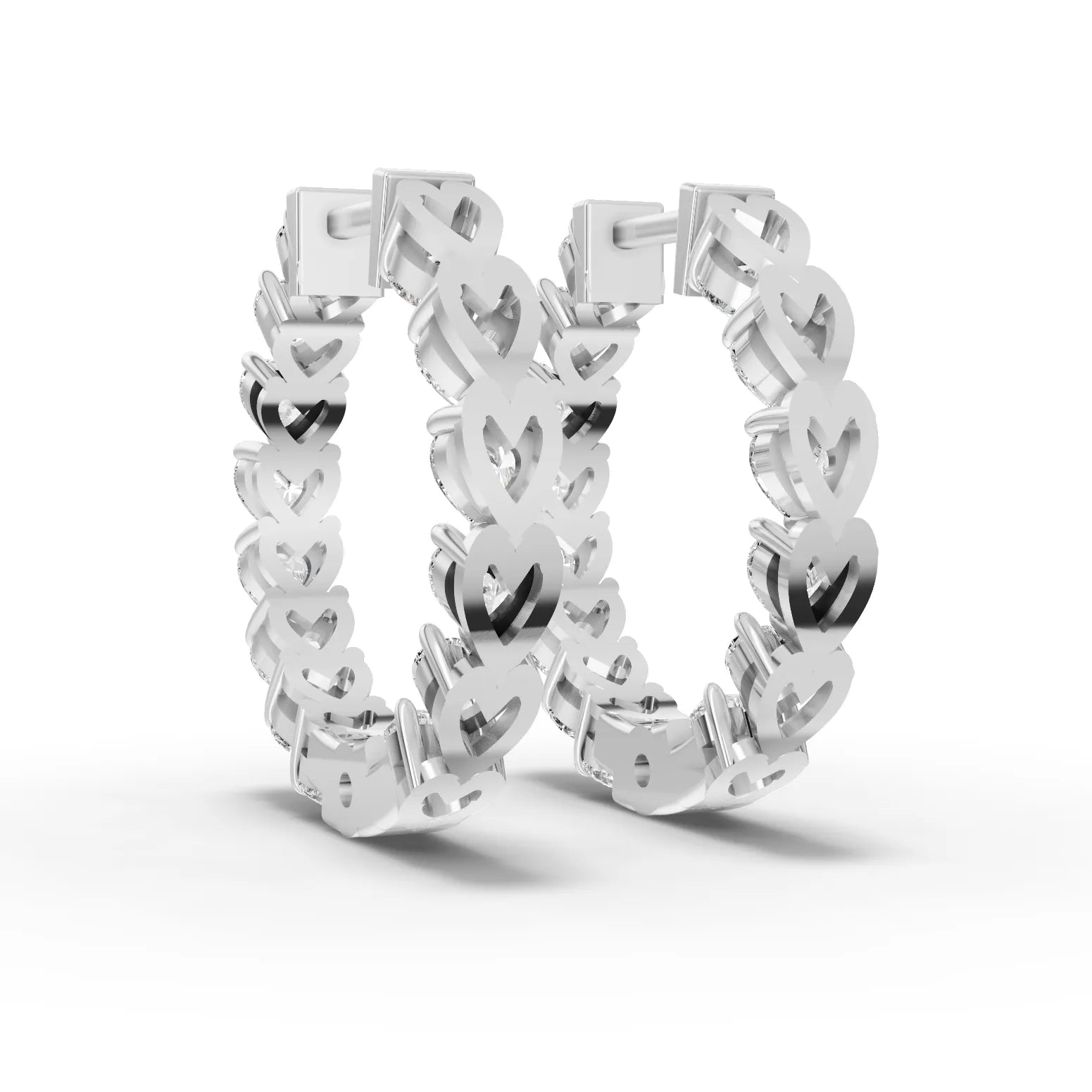 4.2CT Heart Lab Diamond Premium Hoops - Buvea Jewels