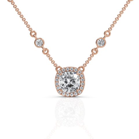 4.36CT Cushion Lab Diamond Halo Pendant - Buvea Jewels