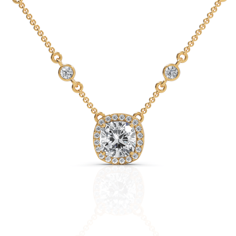 4.36CT Cushion Lab Diamond Halo Pendant - Buvea Jewels