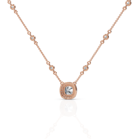 4.36CT Cushion Lab Diamond Halo Pendant - Buvea Jewels