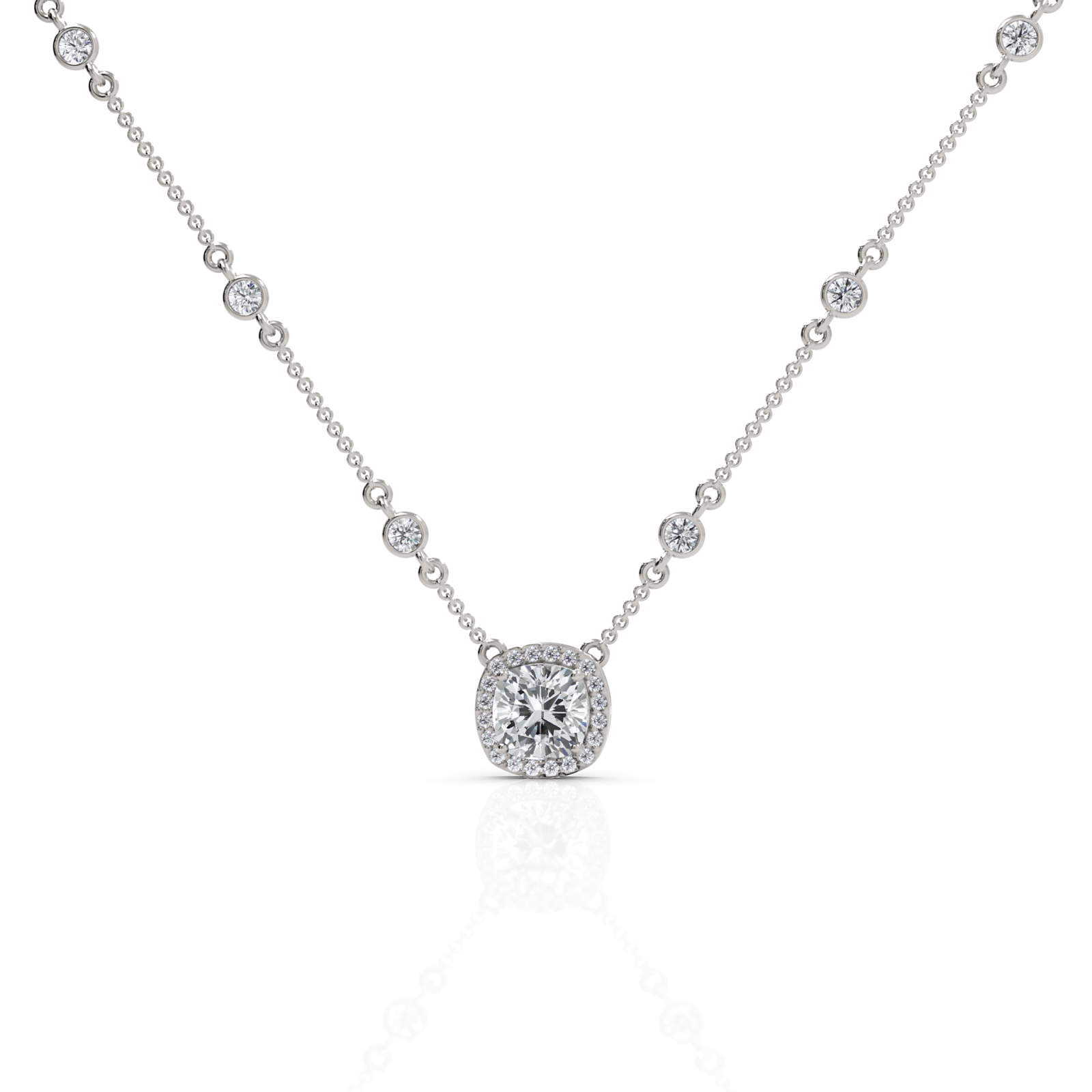 4.36CT Cushion Lab Diamond Halo Pendant - Buvea Jewels