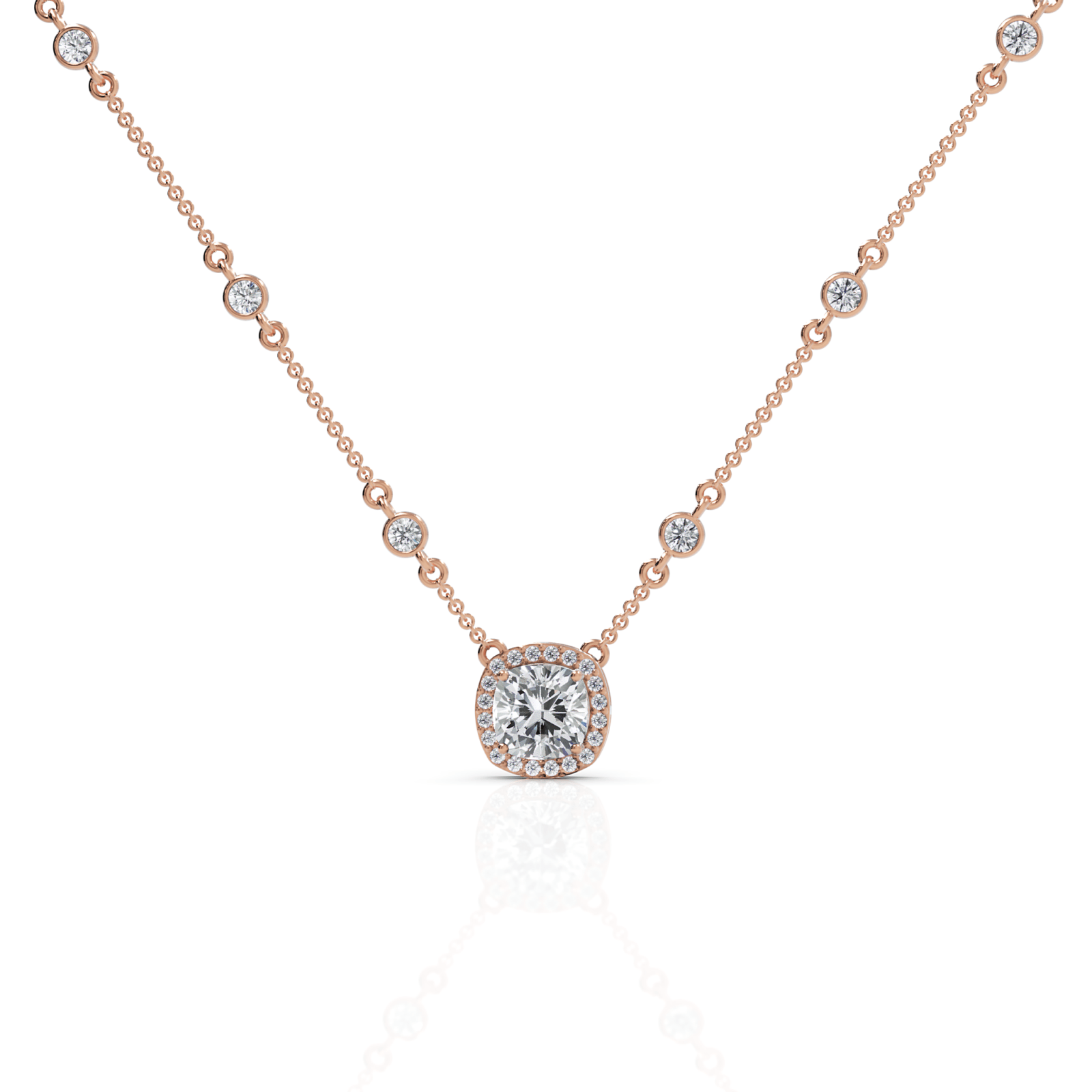 4.36CT Cushion Lab Diamond Halo Pendant - Buvea Jewels