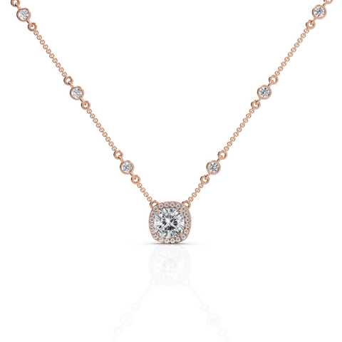 4.36CT Cushion Lab Diamond Halo Pendant - Buvea Jewels