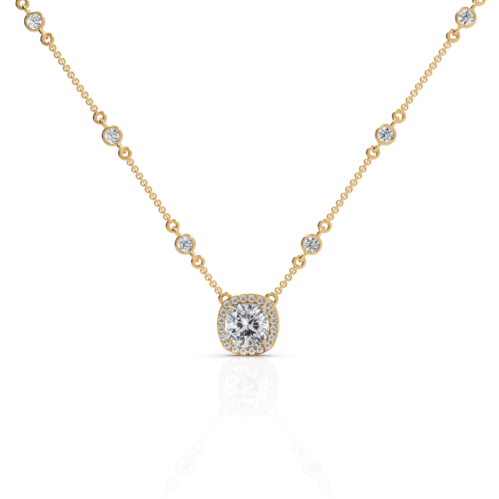 4.36CT Cushion Lab Diamond Halo Pendant - Buvea Jewels