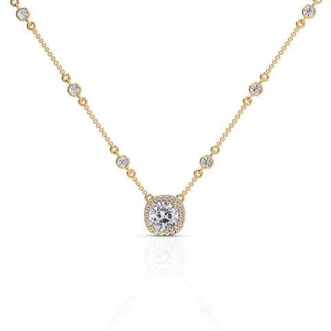 4.36CT Cushion Lab Diamond Halo Pendant - Buvea Jewels