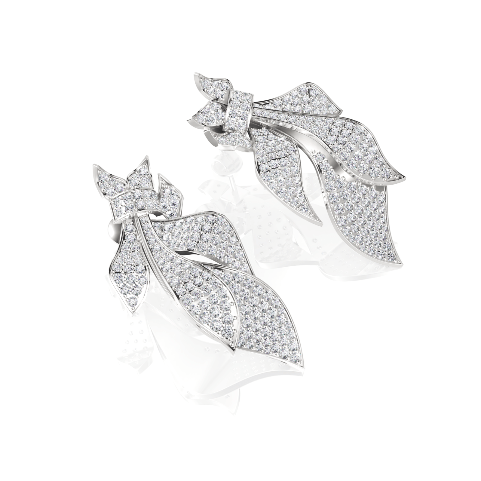 4.54CT Round Lab Diamond Leaf Earrings - Buvea Jewels