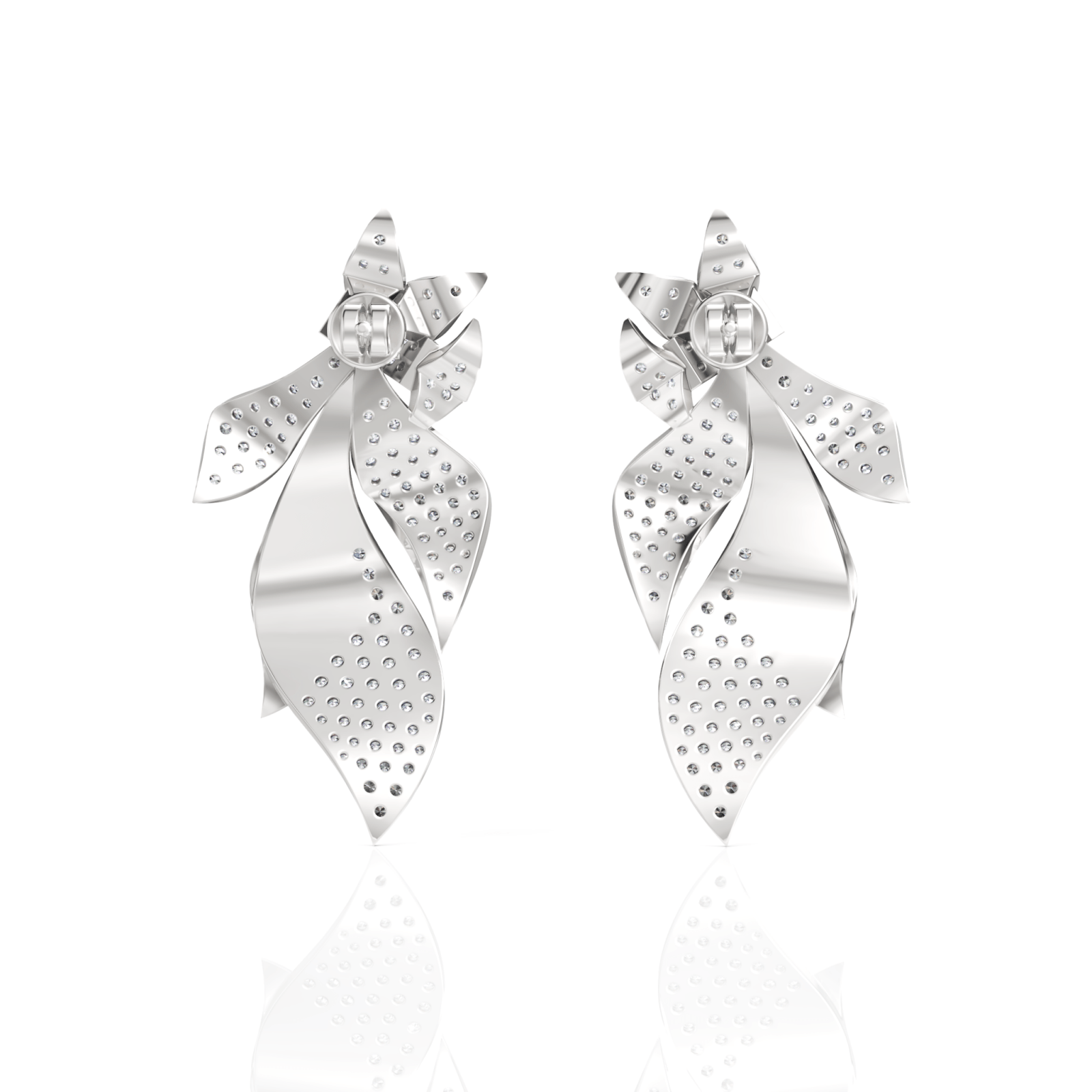 4.54CT Round Lab Diamond Leaf Earrings - Buvea Jewels