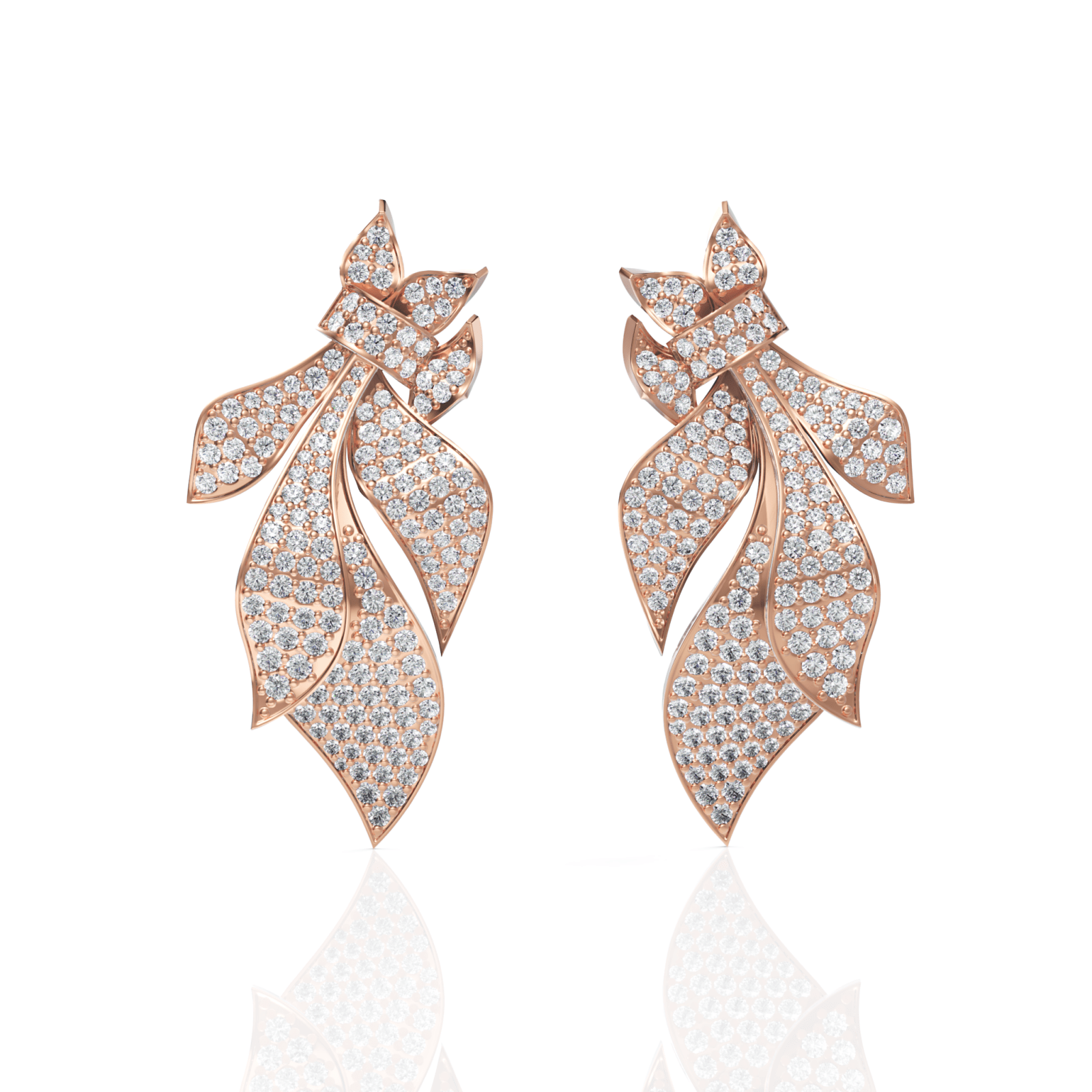 4.54CT Round Lab Diamond Leaf Earrings - Buvea Jewels