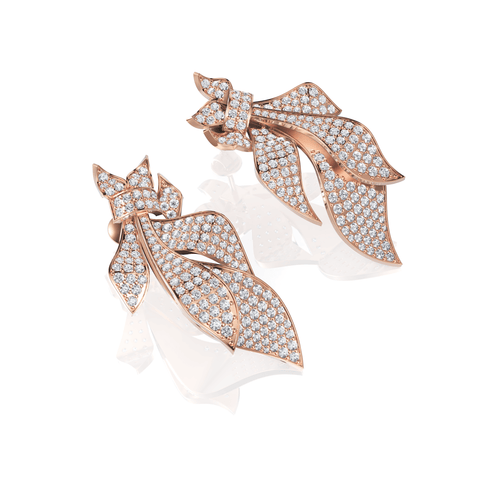 4.54CT Round Lab Diamond Leaf Earrings - Buvea Jewels