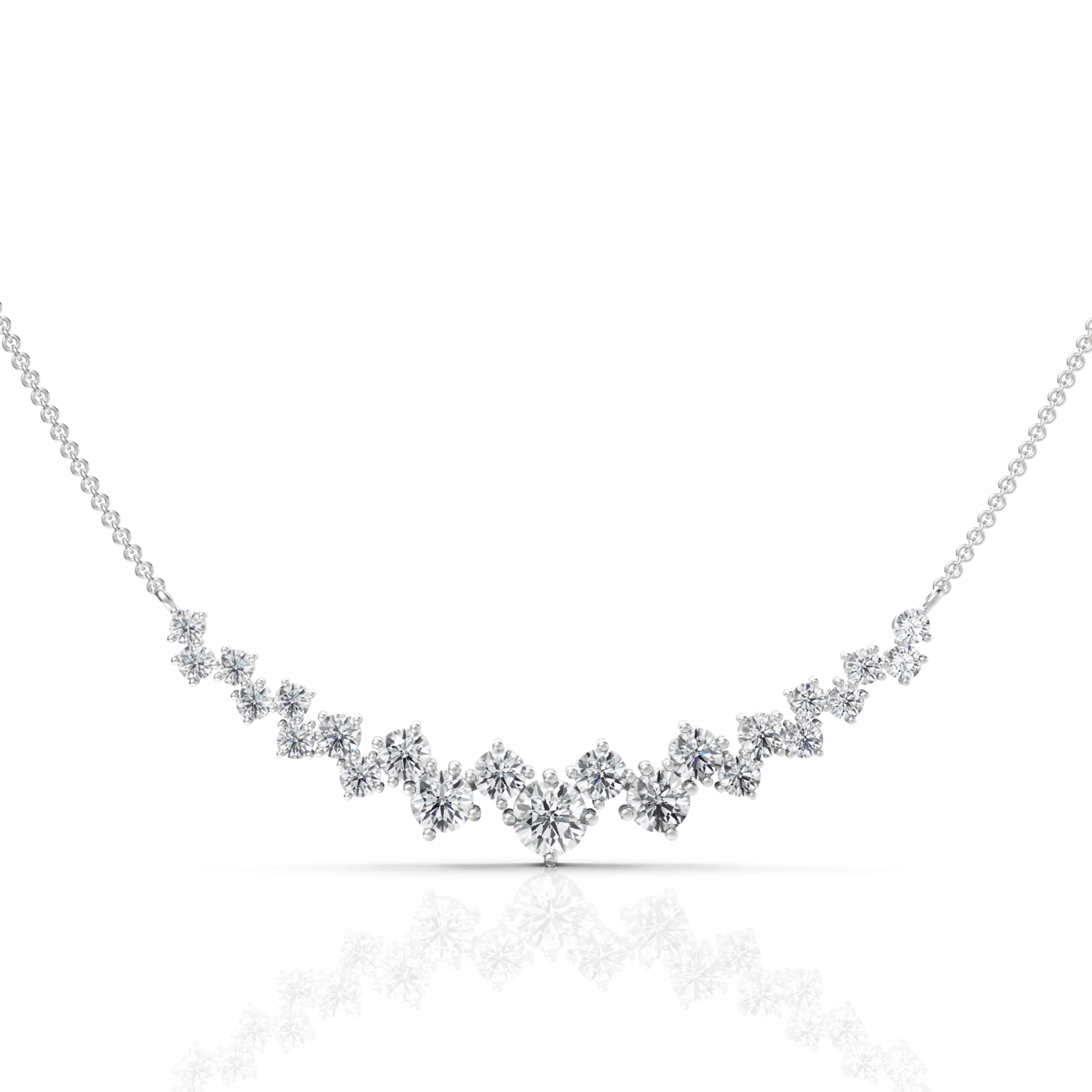 4.7CT Round Lab Diamond Premium V Curve Chain Pendant - Buvea Jewels