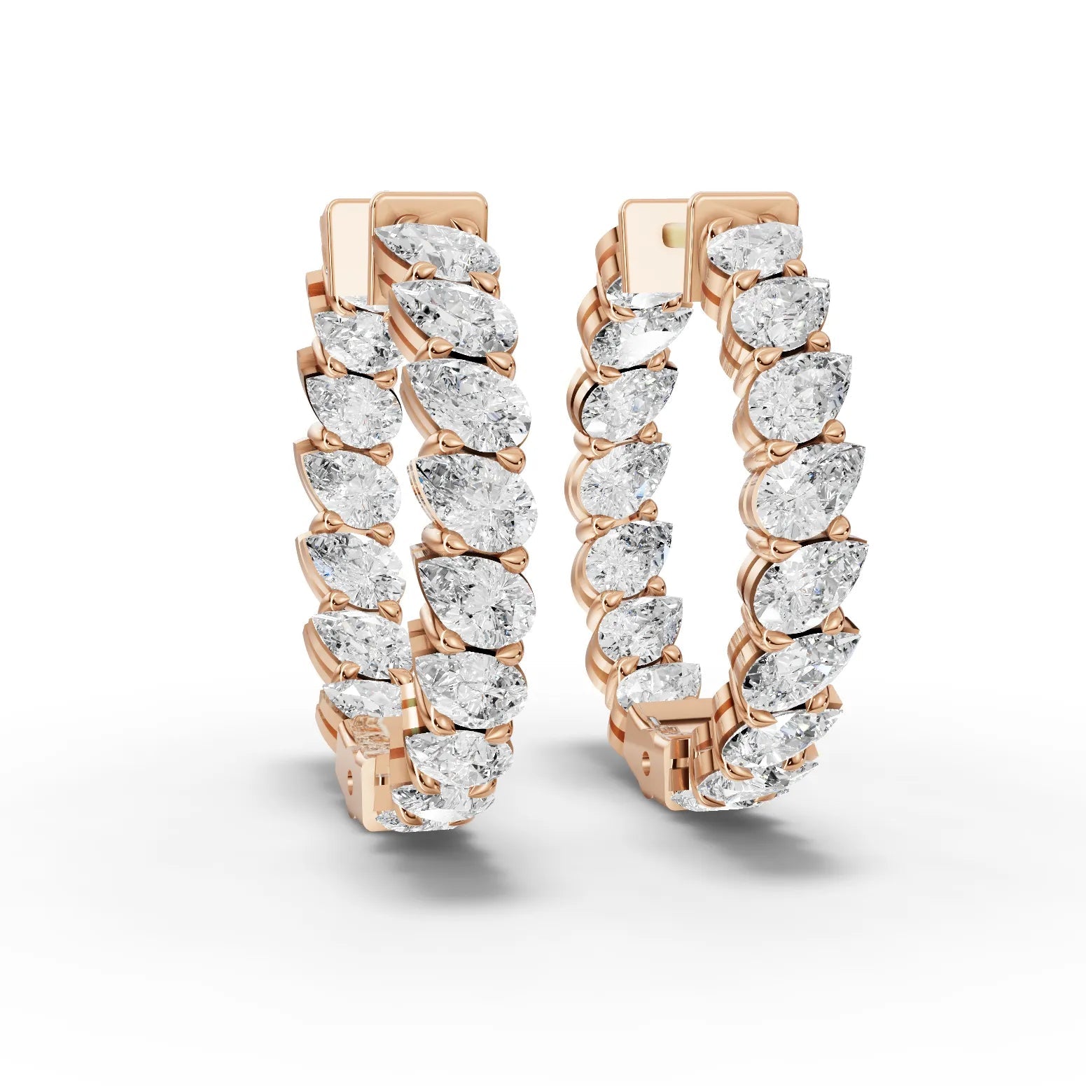 4.8CT Pear Lab Diamond Premium Hoops - Buvea Jewels