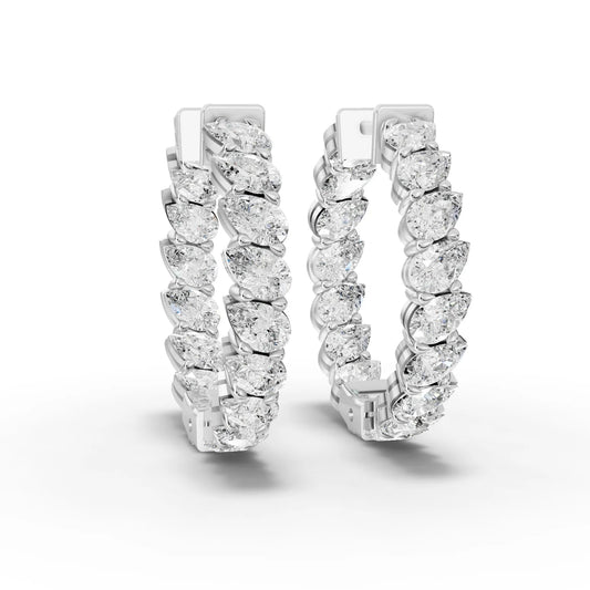 4.8CT Pear Lab Diamond Premium Hoops - Buvea Jewels