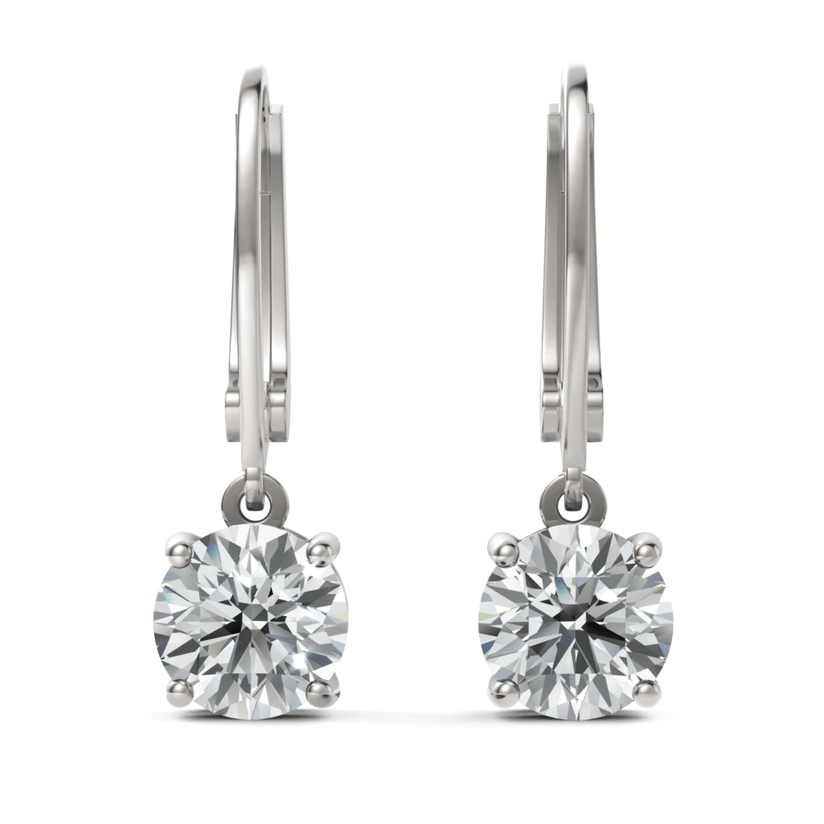 4CT Round Lab Diamond Classic Leverback Stud Earrings - Buvea Jewels