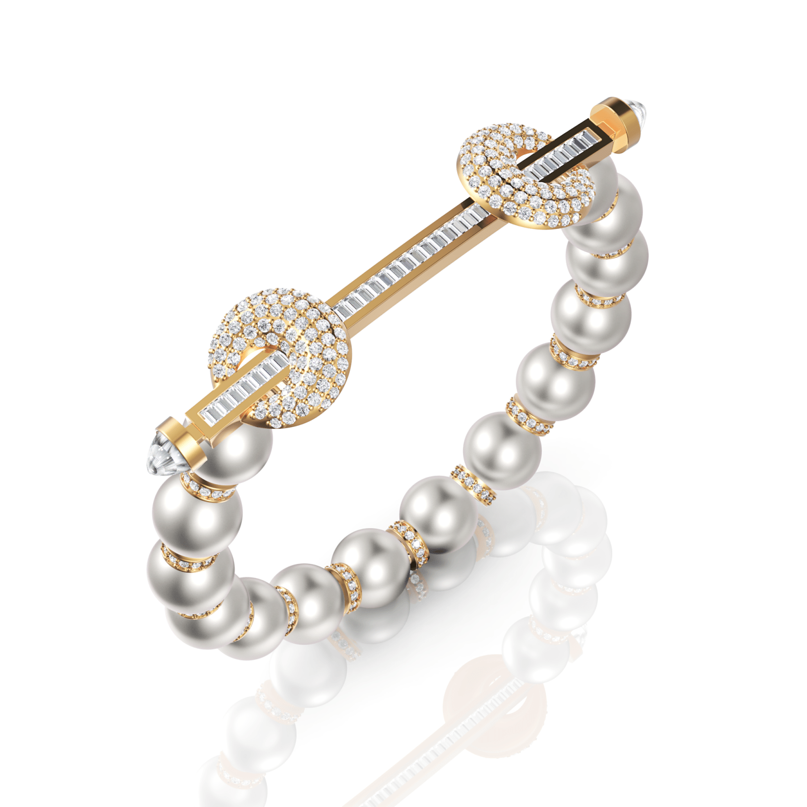 5.04CT Round Lab Diamond Premium Pearl Symphony Bracelet - Buvea Jewels