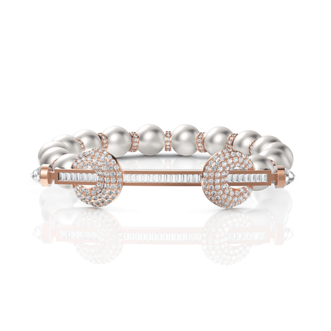 5.04CT Round Lab Diamond Premium Pearl Symphony Bracelet - Buvea Jewels