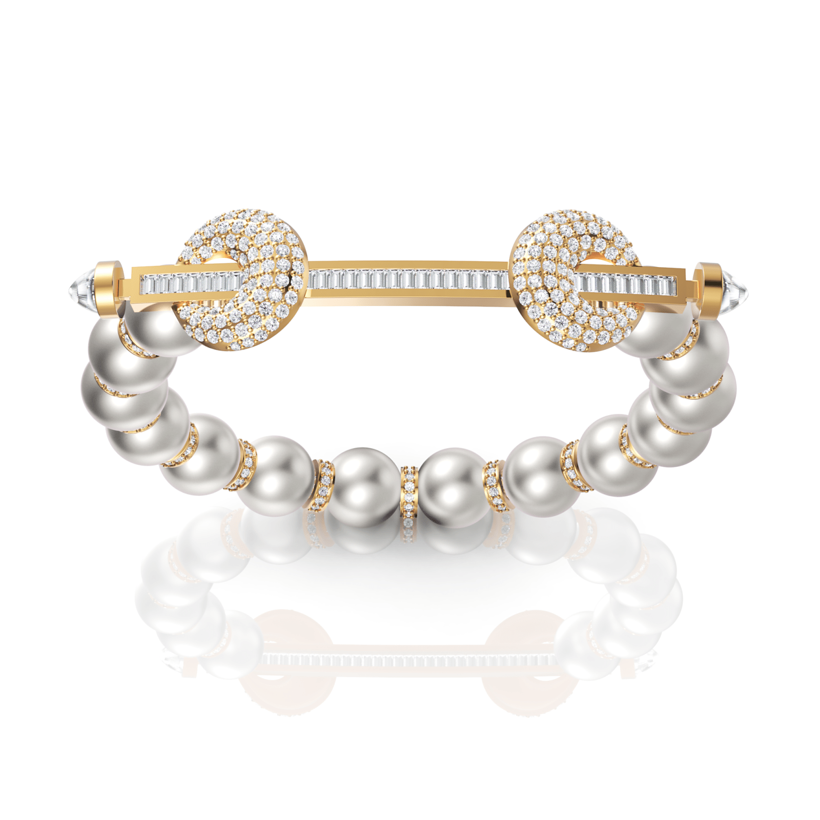 5.04CT Round Lab Diamond Premium Pearl Symphony Bracelet - Buvea Jewels