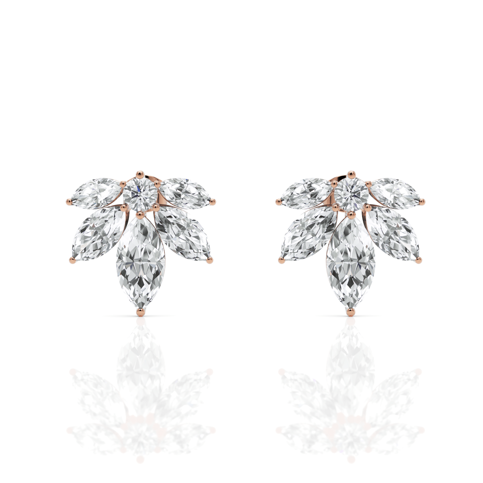 5.08CT Marquise Round Lab Diamond Premium Floral Stud Earrings - Buvea Jewels