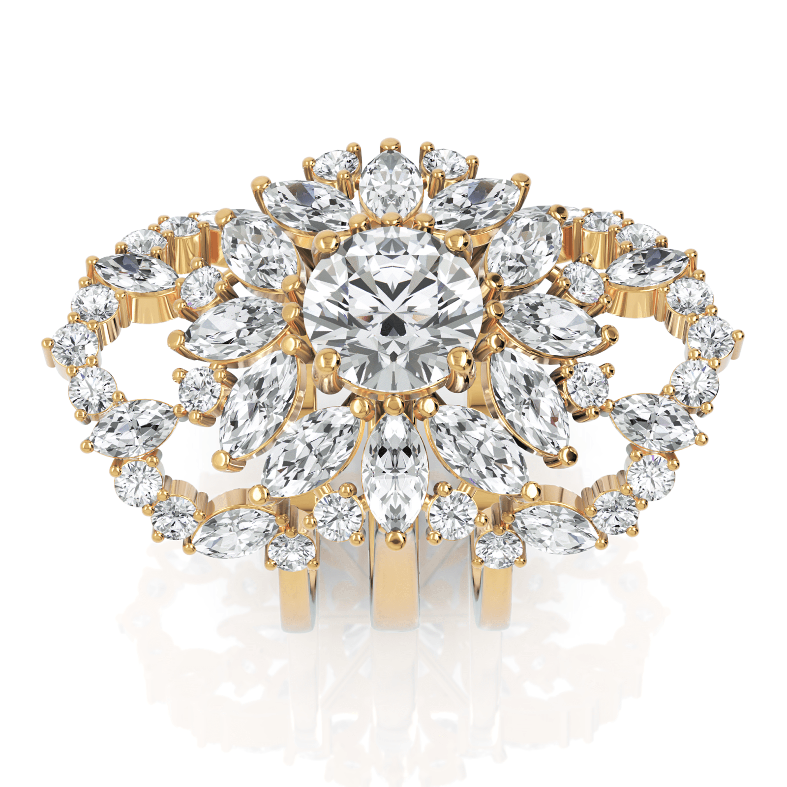 5.82CT Round Marquise Lab Diamond Premium Floral Cluster Engagement Ring - Buvea Jewels