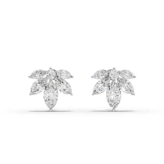 5CT Marquise Round Lab Diamond Premium Floral Stud Earrings - Buvea Jewels