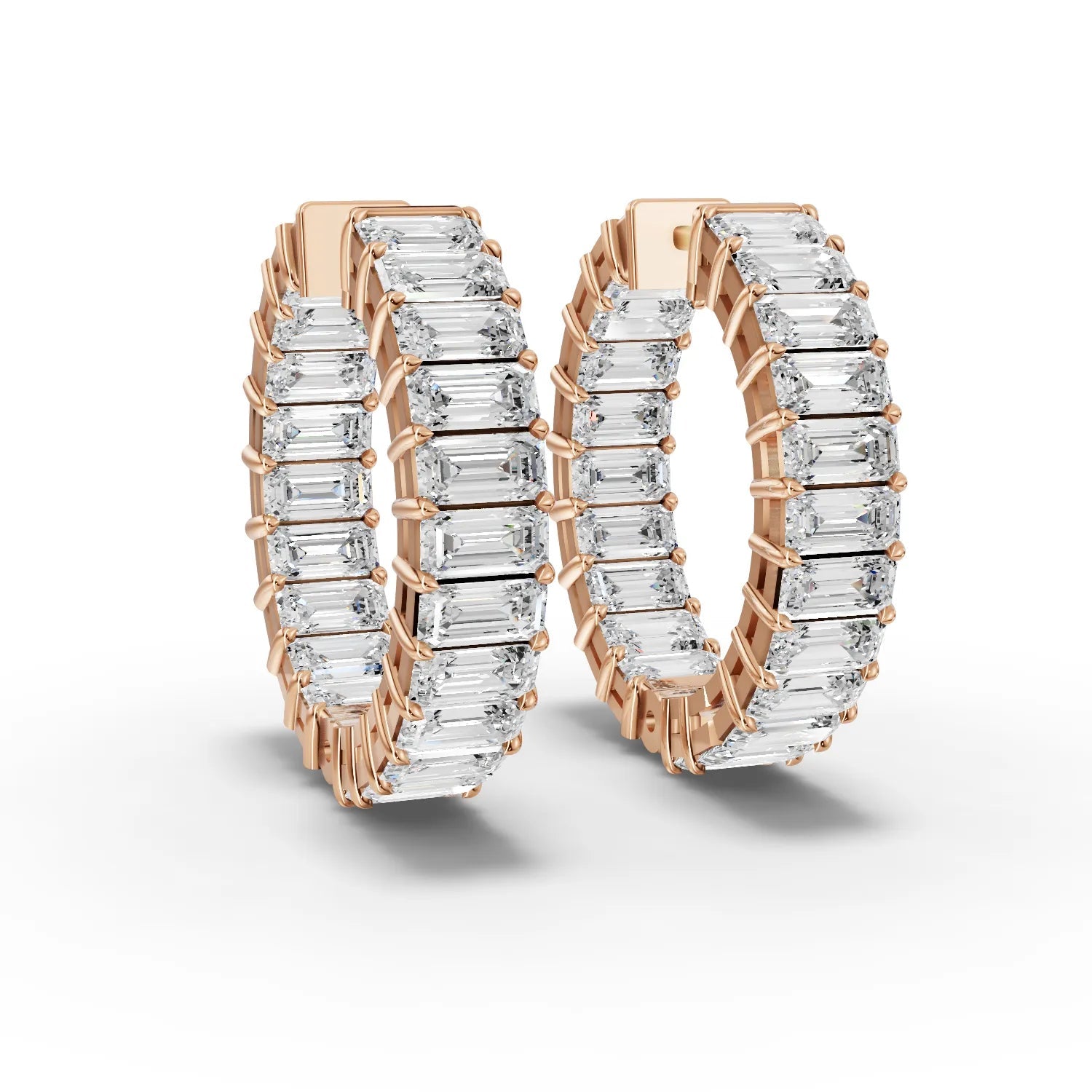 6.3CT Emerald Lab Diamond Premium Hoops - Buvea Jewels