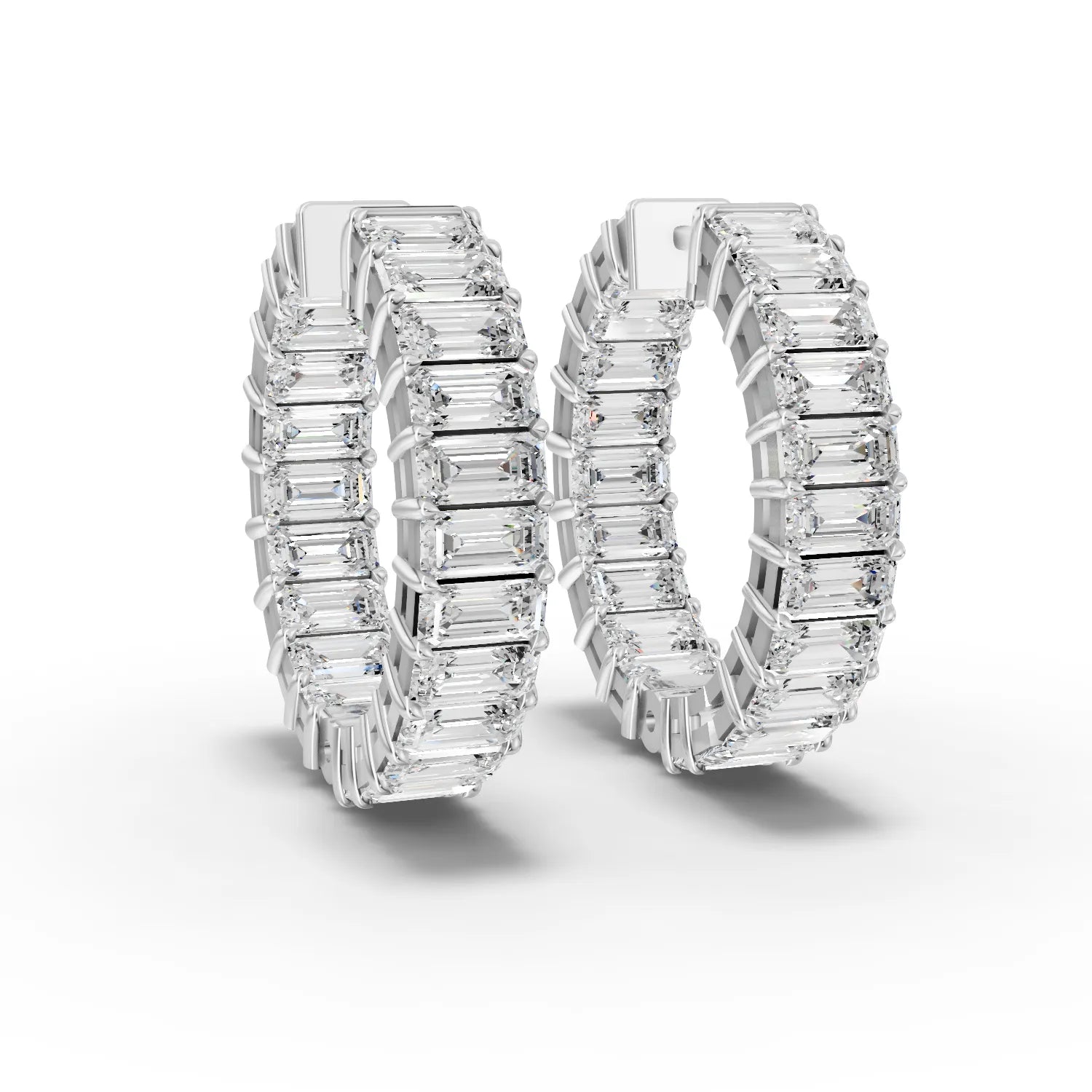 6.3CT Emerald Lab Diamond Premium Hoops - Buvea Jewels