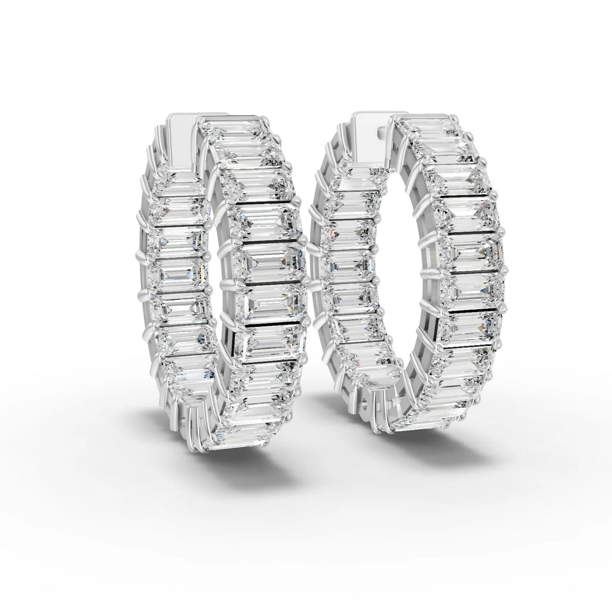 6.3CT Emerald Lab Diamond Premium Hoops - Buvea Jewels