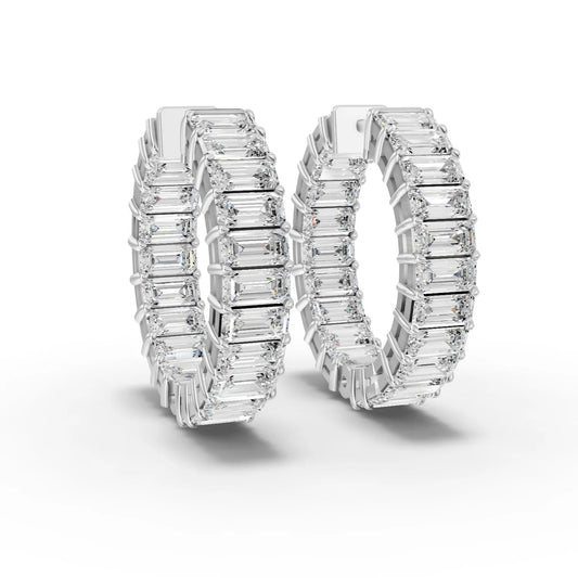 6.3CT Emerald Lab Diamond Premium Hoops - Buvea Jewels