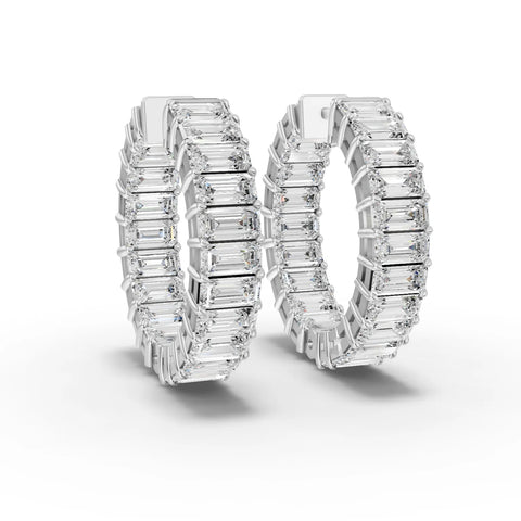 6.3CT Emerald Lab Diamond Premium Hoops - Buvea Jewels